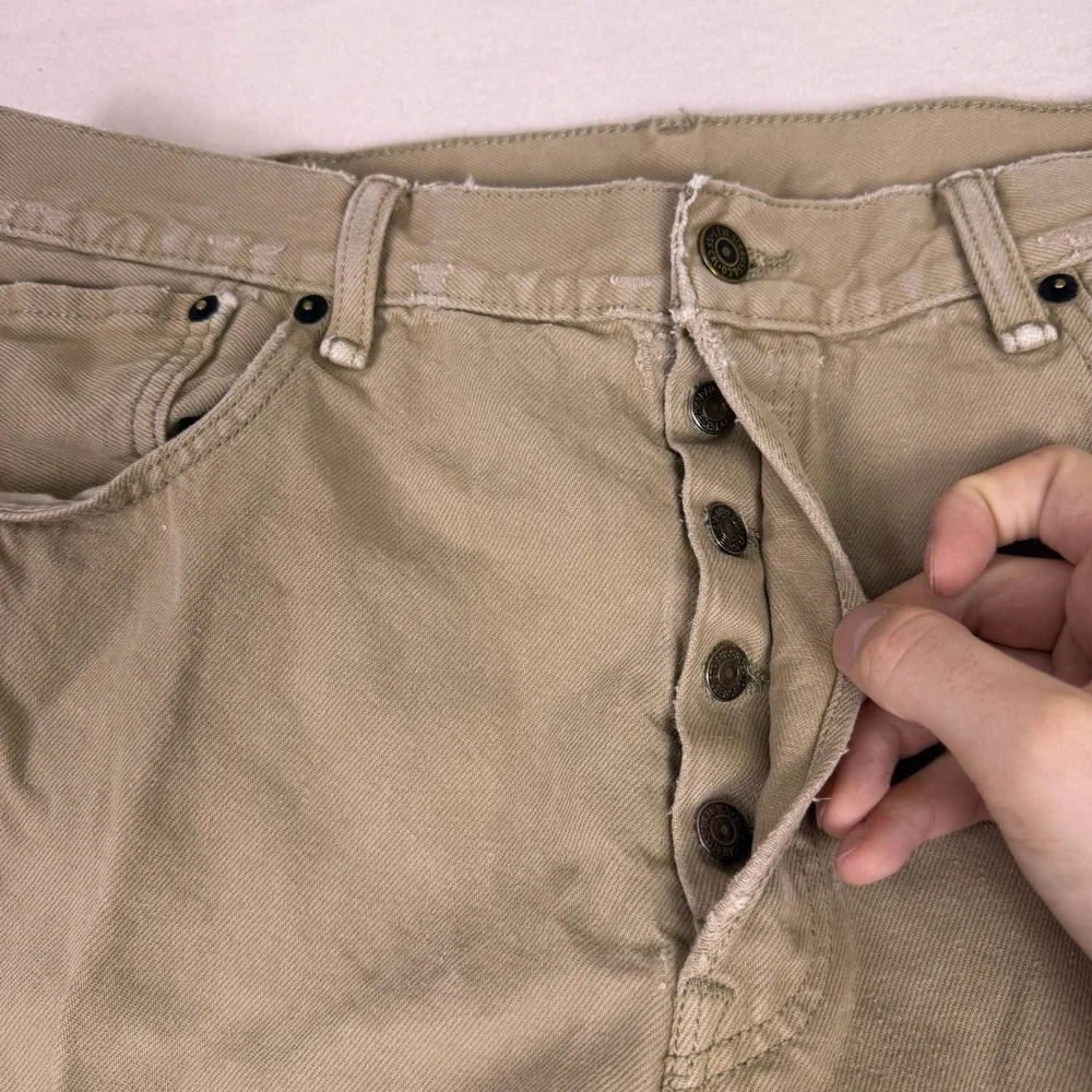 Vtg Levi's 501 Tan Khaki Twill Jeans Made in USA Mens 36x32 Button‎ Fly